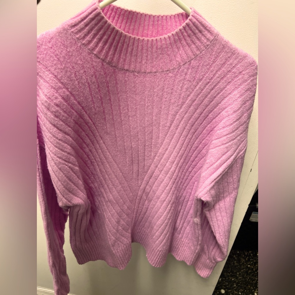 Sophie Rue mock neck ribbed sweater in pink New